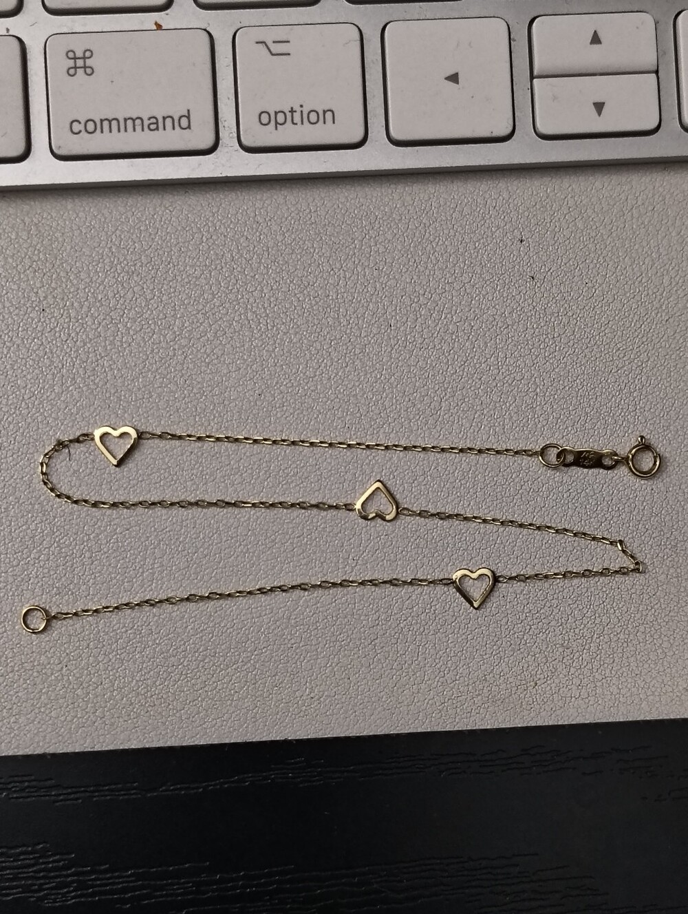 Vintage Heart Charm Ankle Bracelet 14kGold